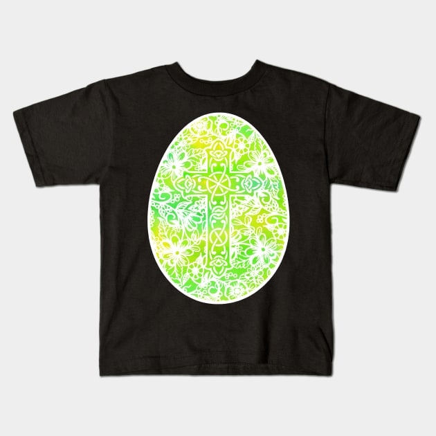 Green and White Easter Egg Pysanky Style | Cherie's Art(c)2021 Kids T-Shirt by CheriesArt